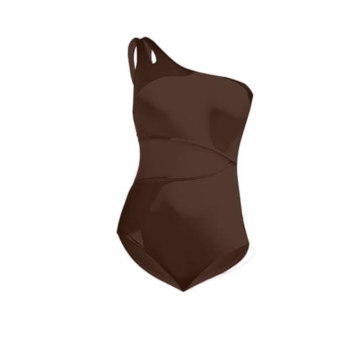 Sexy One Shoulder Women's Swimsuit with Mesh Cut Out Tummy Control