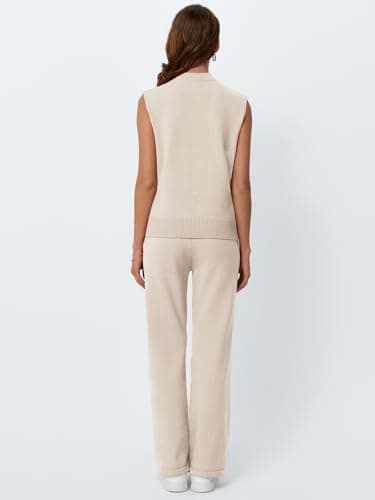 LILLUSORY Women's Summer 2-Piece Mock Neck Sweater Set Tracksuit