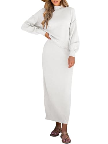 Caracilia Women's Long Sleeve Sweater Skirt Set Fall Outfit