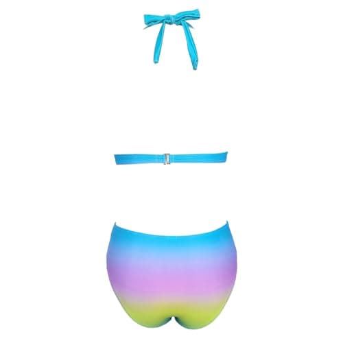 Cethrio Plus Size Vintage Printed Tummy Control Bikini Set