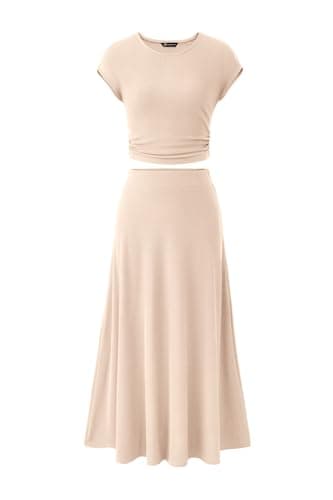 PRETTYGARDEN Women's 2025 Spring Summer Two-Piece Skirt Set Casual Travel Vacation Matching