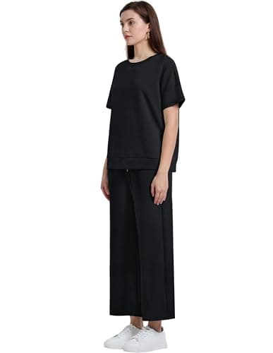 XIEERDUO Women's 2-Piece Loose Pajama Set Pullover Tops & Wide Leg Pants