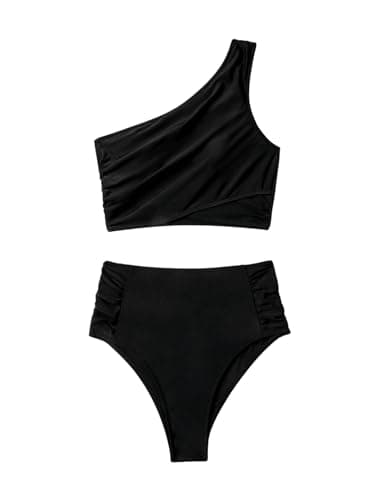 Sweatyrocks Women's One Shoulder Ruched Bikini Set