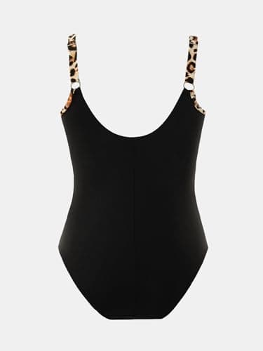 CUPSHE Women's Plus Size V-Neck Mesh Swimsuit with Tummy Control Adjusted Straps
