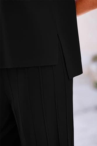 PRETTYGARDEN Women's High-Low Pullover & Wide Leg Pants Casual Sweater Set