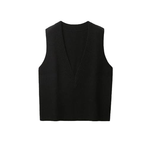 Jinghuiyue Women's Deep V Neck Knit Sweater Vest