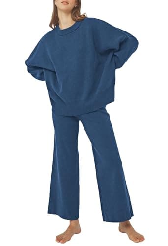 Pink Queen Women's 2-Piece Knit Outfit Set: Sweater & Wide Leg Pants
