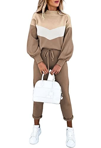 LaSuiveur Women's Two-Piece Knit Sweater & Long Pants Lounge Set