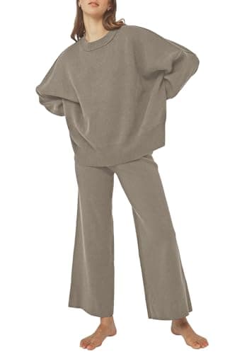Pink Queen Women's 2-Piece Knit Outfit Set: Sweater & Wide Leg Pants