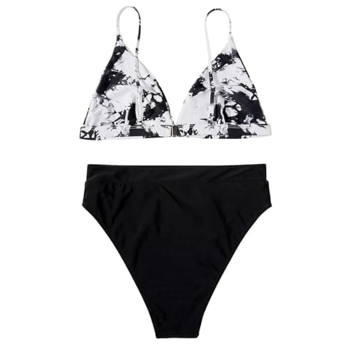 YNCSZEC Women's High-Waisted Spaghetti Strap Push-Up Bikini Swimsuit V-Neck Cheeky Two-Piece