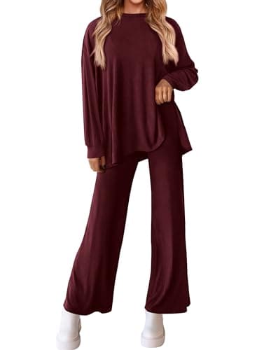 PRETTYGARDEN Women's Long Sleeve Crewneck & Wide Leg Pants Casual Outfit Set