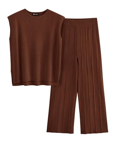 PRETTYGARDEN Women's High-Low Pullover & Wide Leg Pants Casual Sweater Set