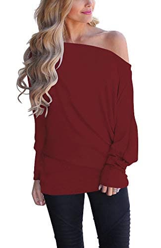 Lacozy Women's Off Shoulder Oversized Long Sleeve Knit Pullover
