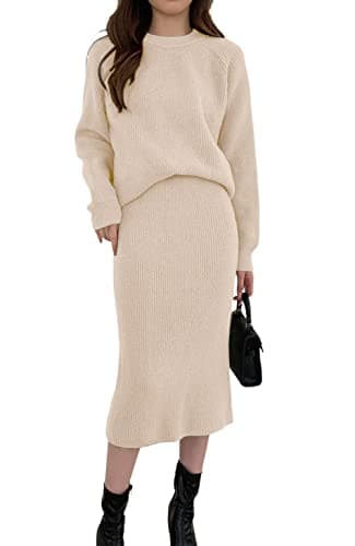 ChouYatu Women's Knit Sweater & Bodycon Skirt Outfit Sets