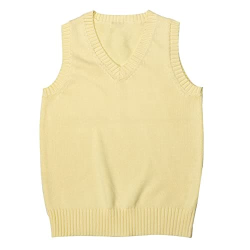 Jinghuiyue Women's Solid Color V-Neck Knit Vest