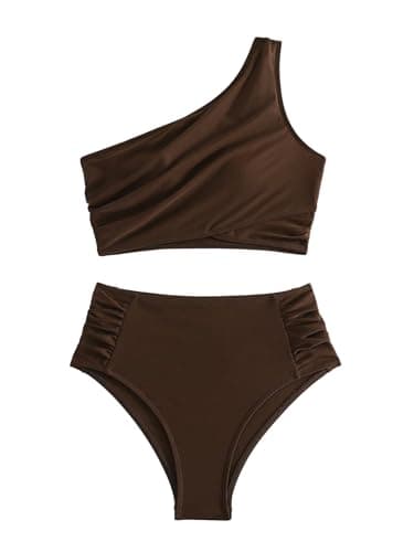 Sweatyrocks Women's One Shoulder Ruched Bikini Set