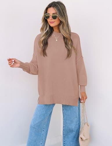 ZESICA Women's Casual Oversized Long Sleeve Ribbed Knit Pullover Sweater Tops