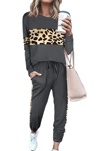 PrettyGarden Women's Color Block Tracksuit Crewneck Long Sleeve Tops & Pants