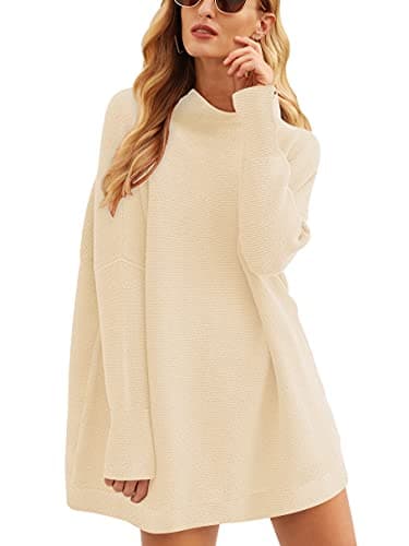 ANRABESS Women's Oversized Casual Long Sleeve Turtleneck Knit Tunic Sweaters 2024 Fall