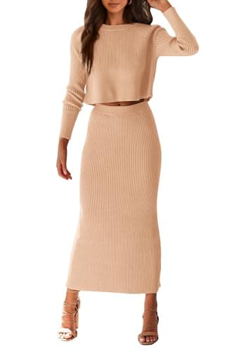 PRETTYGARDEN Women's Rib Knit 2-Piece Spring Fall Sweater Set Winter Casual Outfits