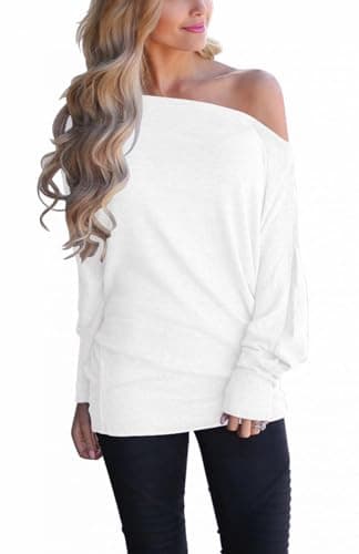 Lacozy Women's Off Shoulder Oversized Long Sleeve Knit Pullover