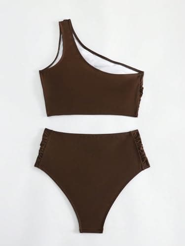 Sweatyrocks Women's One Shoulder Ruched Bikini Set