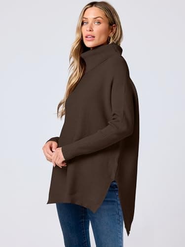 Women's Oversized Turtleneck Batwing Sleeve Knit Sweater - Casual and Loose Fit