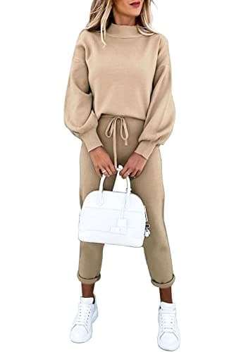 LaSuiveur Women's Two-Piece Knit Sweater & Long Pants Lounge Set