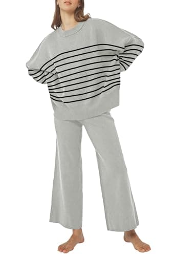 Pink Queen Women's 2-Piece Knit Outfit Set: Sweater & Wide Leg Pants