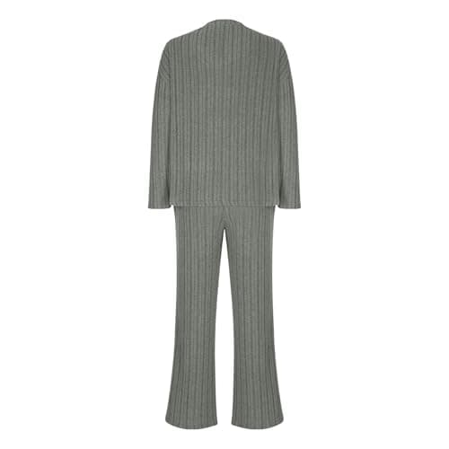 2024 Trendy Lightweight Knit Lounge Sets for Women V-Neck Straight Leg