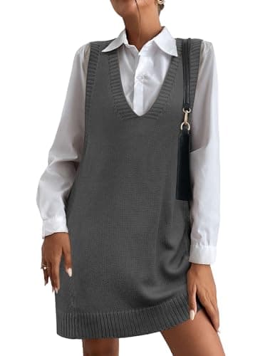 HOTOUCH Women's Oversized V-Neck Sweater Vest with Pockets