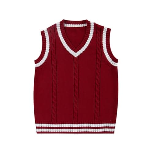 Jinghuiyue Women's Solid Color V-Neck Knit Vest