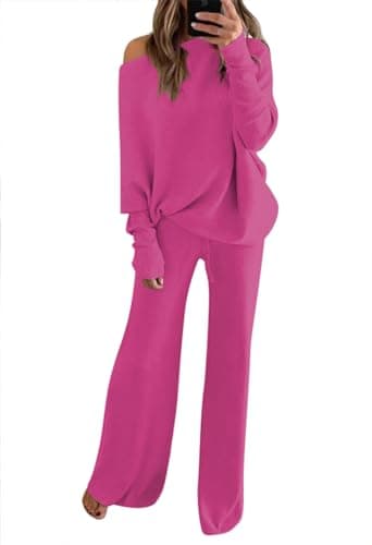 Linsery Women's High Neck Knitted Sweater Set with Wide Leg Pants
