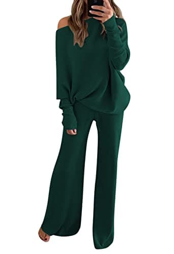 Linsery Women's 2-Piece Knit Sweater and Wide Leg Pants Set