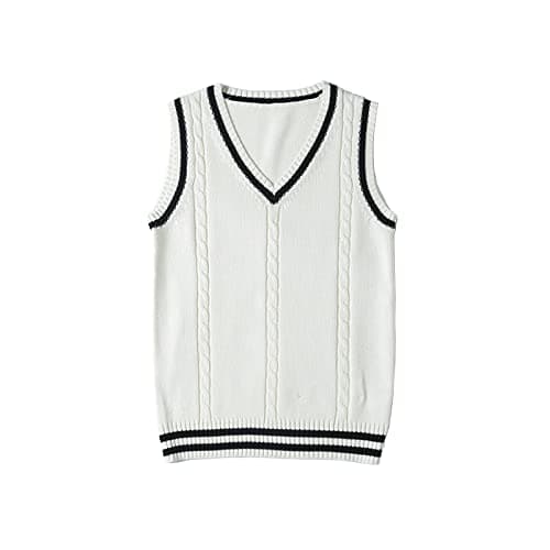 Blestirno Women's V-Neck Solid Color Sleeveless Sweater Vest
