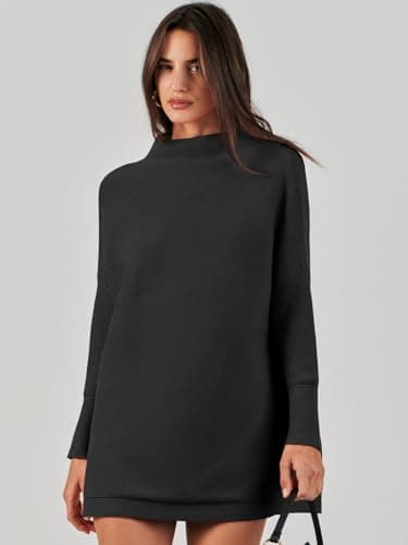 ANRABESS Women's Oversized Casual Long Sleeve Turtleneck Knit Tunic Sweaters 2024 Fall