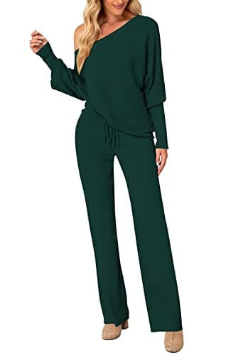 LaSuiveur Women's Long Sleeve Sweater Set with Wide Leg Pants