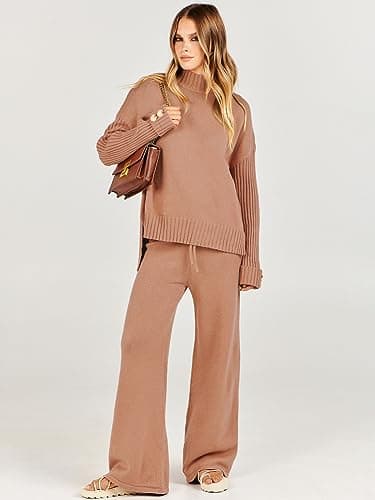 Caracilia Women's 2-Piece Fall Knit Sweater & Wide Leg Pants Matching Set