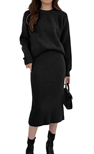 ChouYatu Women's Knit Sweater & Bodycon Skirt Outfit Sets