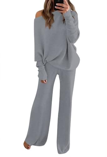 Fixmatti Women's High Neck Knit Sweater & Wide Leg Pant Outfit