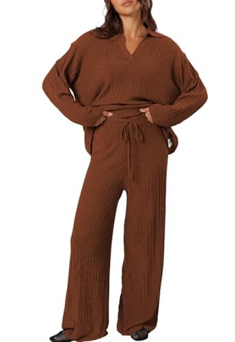 Cakulo Women's 2024 Lounge Set Matching Sweater Wide Leg Lounge Wear