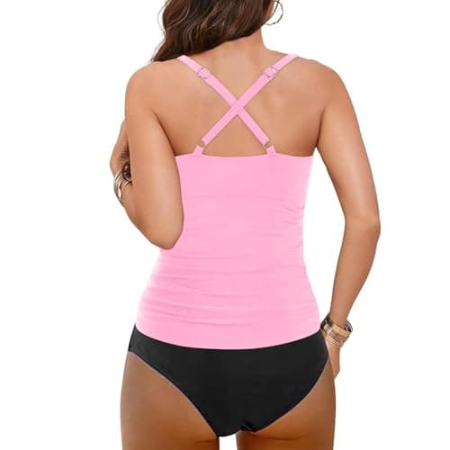 Cethrio Women's Modest Ruched Tankini Swimsuits