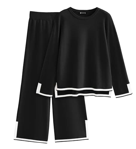 PRETTYGARDEN Women's Long Sleeve Knit Sweater Set & Wide Leg Pants Outfit