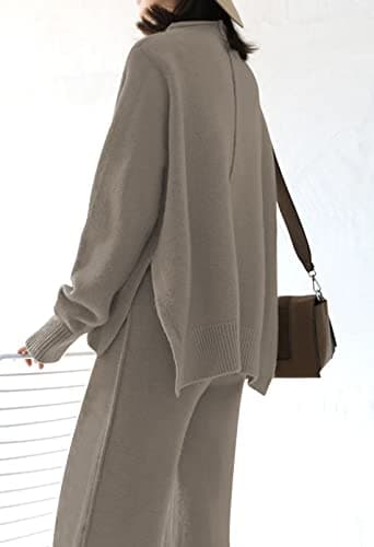 TOLENY Women's Casual Lounge Sets -Crew Pullover & Wide Leg Pants