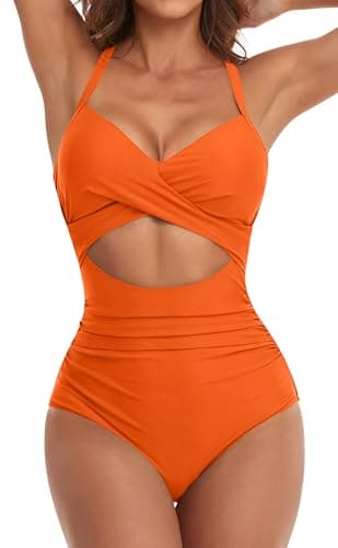 Eomenie Women's Tummy Control High Waisted Cutout One Piece Swimsuit