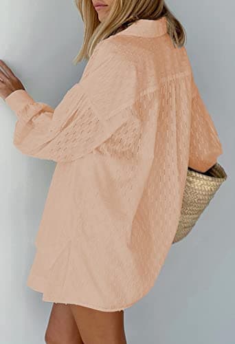 Viottiset Women's Summer Shorts & Long Sleeve Button Shirt Lounge Set