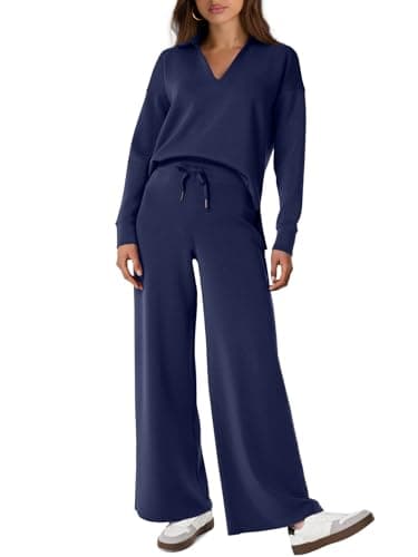 Glamaker Women's Matching Long Sleeve Sweatsuit and Wide Leg Pants Sets