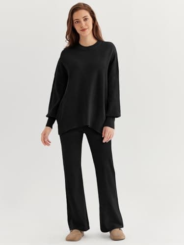 LILLUSORY Women's Oversized Knit Sweatsuit with Wide Leg Pants