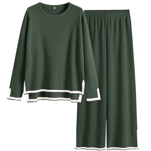 ANRABESS Women's Knit Sweater Tops & Wide Leg Pants Matching Sweatsuit Set