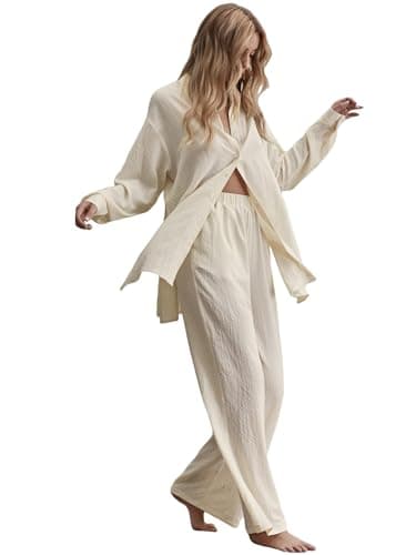 Floerns Women's Longline Blouse & Wide Leg Pants Outfit Set